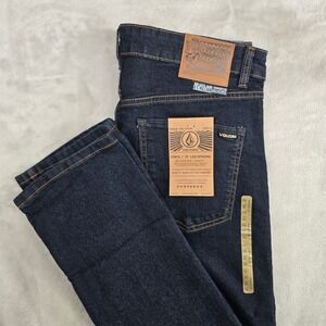 Volcom Mens Vorta Slim Straight Jeans Dark Wash Size 34x30‎ Stretch Denim NEW